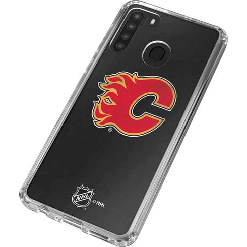 NHL Calgary Flames Distressed Galaxy A21 Clear Case