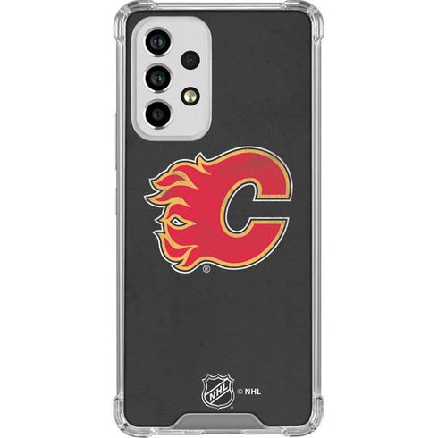 NHL Calgary Flames Distressed Galaxy A53 5G Clear Case