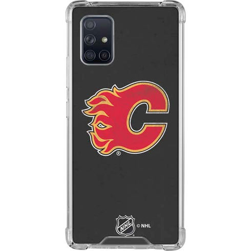 NHL Calgary Flames Distressed Galaxy A71 5G Clear Case