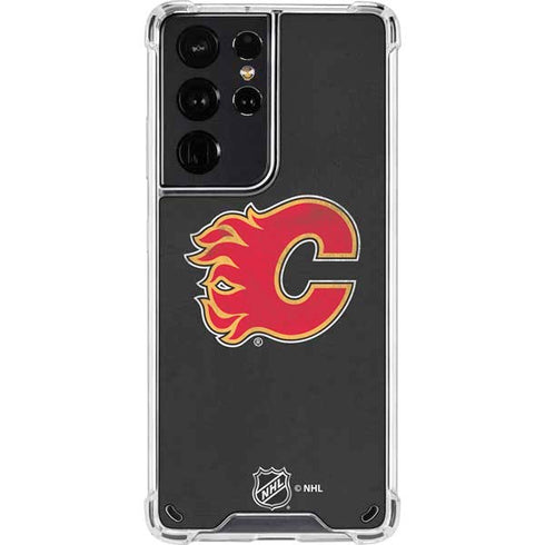 NHL Calgary Flames Distressed Galaxy S21 Ultra 5G Clear Case