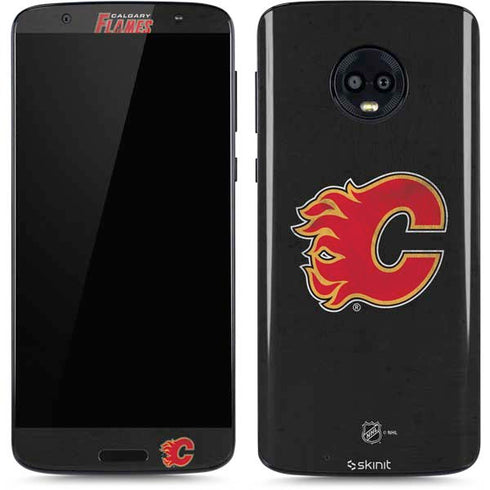 NHL Calgary Flames Distressed Moto G6 Skin