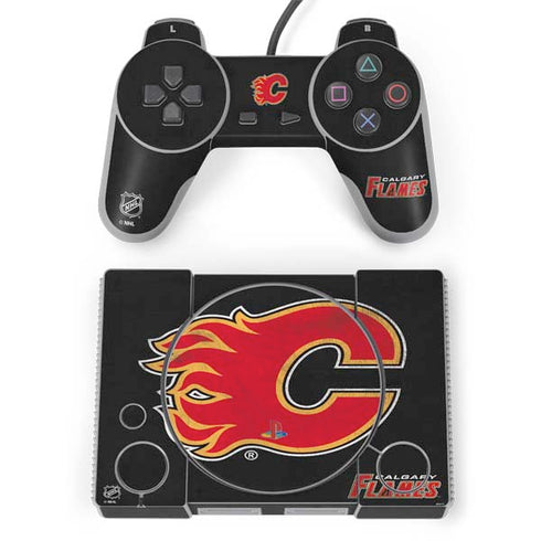 NHL Calgary Flames Distressed PlayStation Classic Bundle Skin