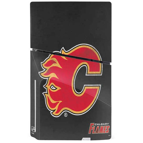 NHL Calgary Flames Distressed PS5 Slim Disk Console Skin