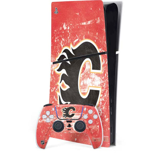 NHL Calgary Flames Frozen PS5 Slim Digital Edition Console Skin