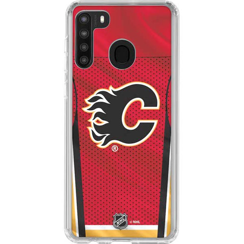 NHL Calgary Flames Home Jersey Galaxy A21 Clear Case
