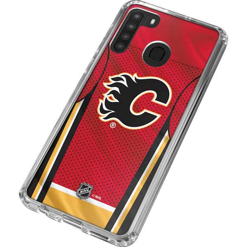 NHL Calgary Flames Home Jersey Galaxy A21 Clear Case