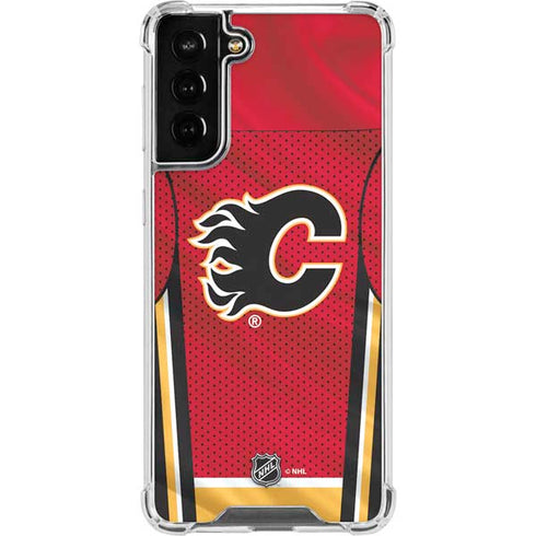 NHL Calgary Flames Home Jersey Galaxy S21 FE Clear Case