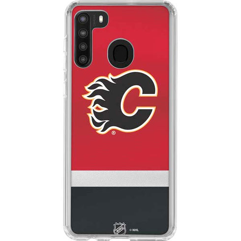 NHL Calgary Flames Jersey Galaxy A21 Clear Case