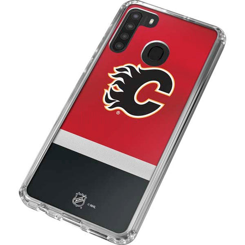 NHL Calgary Flames Jersey Galaxy A21 Clear Case