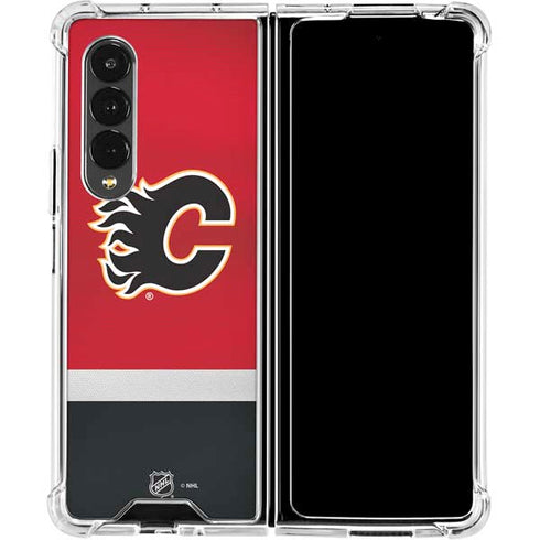 NHL Calgary Flames Jersey Galaxy Z Fold4 5G Clear Case
