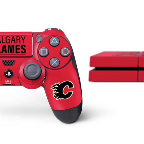 NHL Calgary Flames Lineup PS4 Console and Controller Bundle Skin