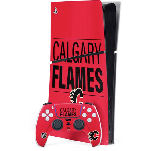NHL Calgary Flames Lineup PS5 Slim Digital Edition Bundle Skin