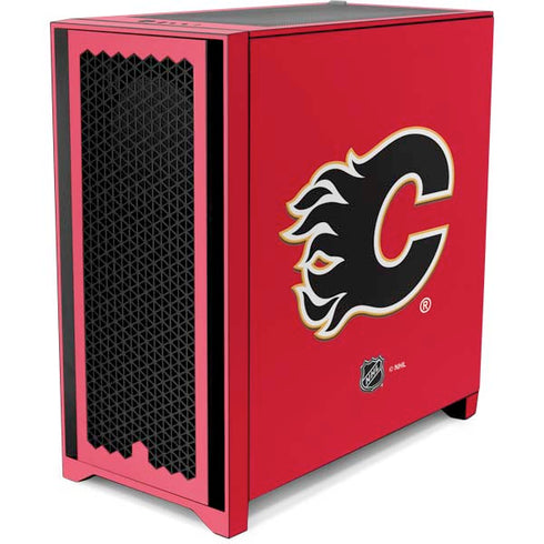 NHL Calgary Flames Solid Background Corsair 4000D Tempered Glass Mid-Tower ATX Case Skin