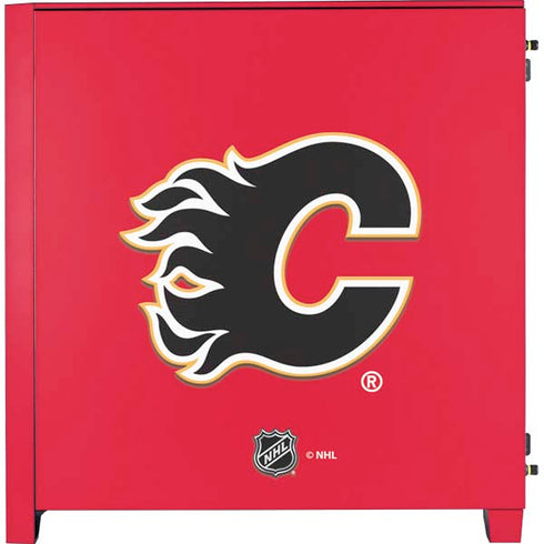 NHL Calgary Flames Solid Background Corsair 4000D Tempered Glass Mid-Tower ATX Case Skin