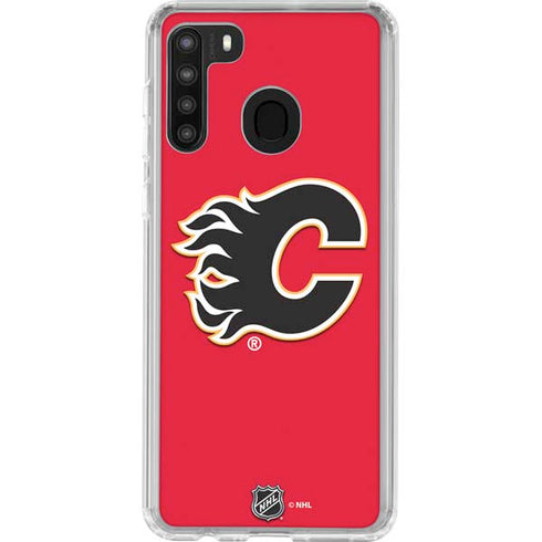 NHL Calgary Flames Solid Background Galaxy A21 Clear Case