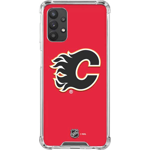 NHL Calgary Flames Solid Background Galaxy A32 5G Clear Case