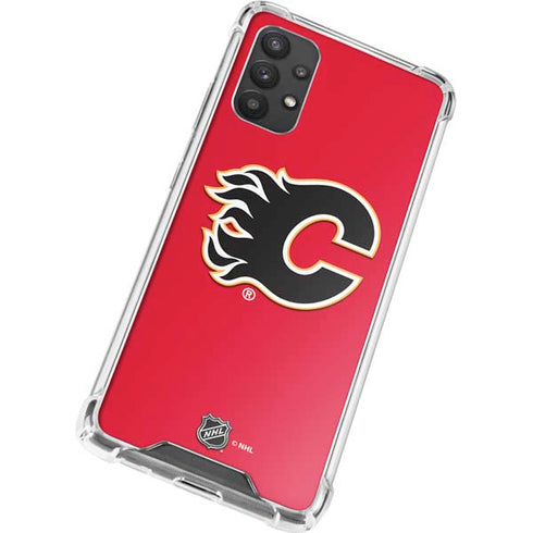 NHL Calgary Flames Solid Background Galaxy A32 5G Clear Case