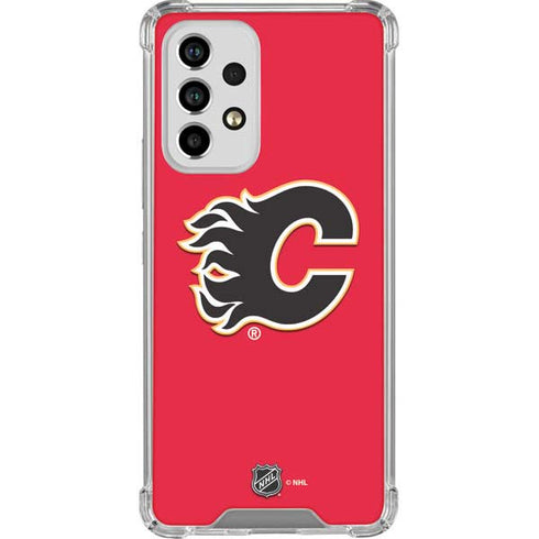 NHL Calgary Flames Solid Background Galaxy A53 5G Clear Case