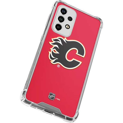 NHL Calgary Flames Solid Background Galaxy A53 5G Clear Case