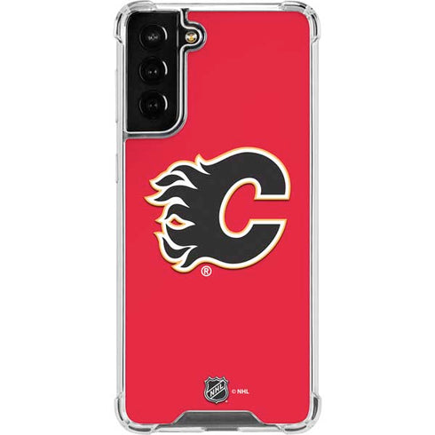 NHL Calgary Flames Solid Background Galaxy S21 FE Clear Case