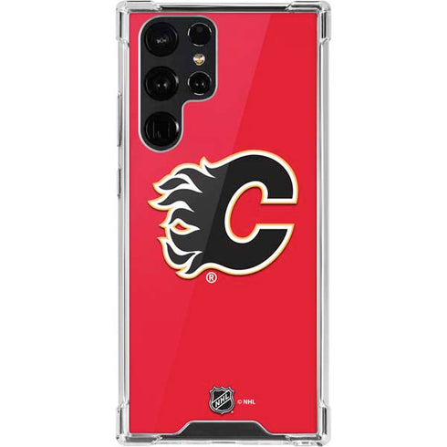 NHL Calgary Flames Solid Background Galaxy S22 Ultra Clear Case