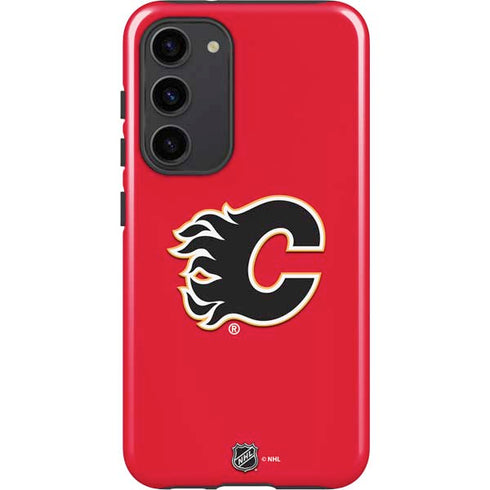 NHL Calgary Flames Solid Background Galaxy S23 Plus Pro Case