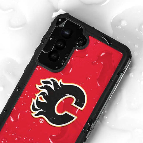 NHL Calgary Flames Solid Background Galaxy S23 Plus Waterproof Case
