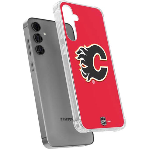 NHL Calgary Flames Solid Background Galaxy S24 Plus Clear Case