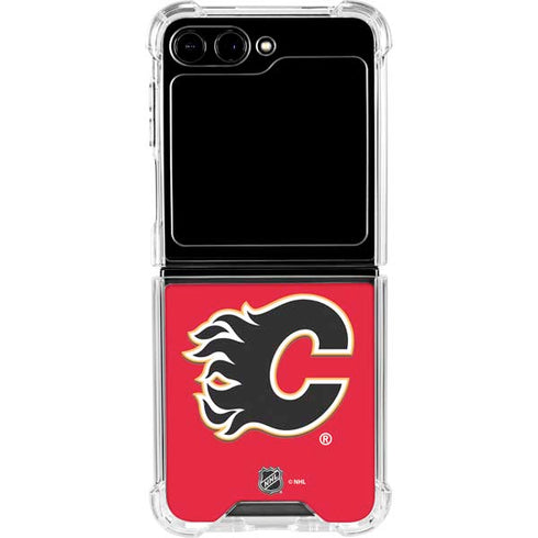 NHL Calgary Flames Solid Background Galaxy Z Flip5 5G Clear Case