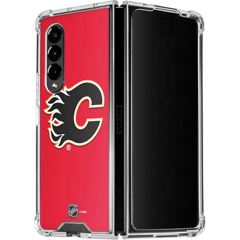 NHL Calgary Flames Solid Background Galaxy Z Fold4 5G Clear Case