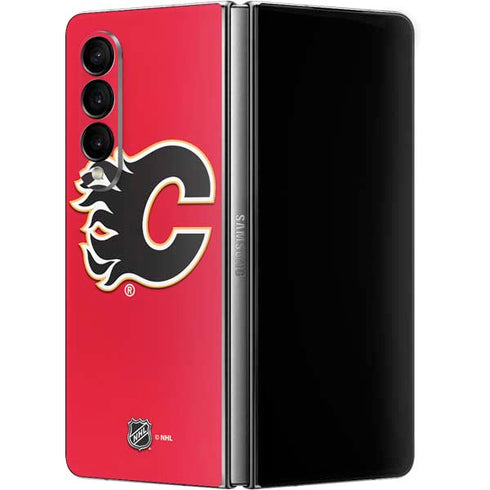NHL Calgary Flames Solid Background Galaxy Z Fold4 5G Skin