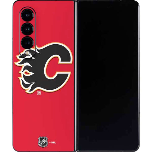 NHL Calgary Flames Solid Background Galaxy Z Fold4 5G Skin