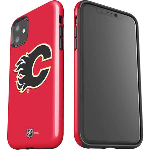 NHL Calgary Flames Solid Background iPhone 11 Impact Case