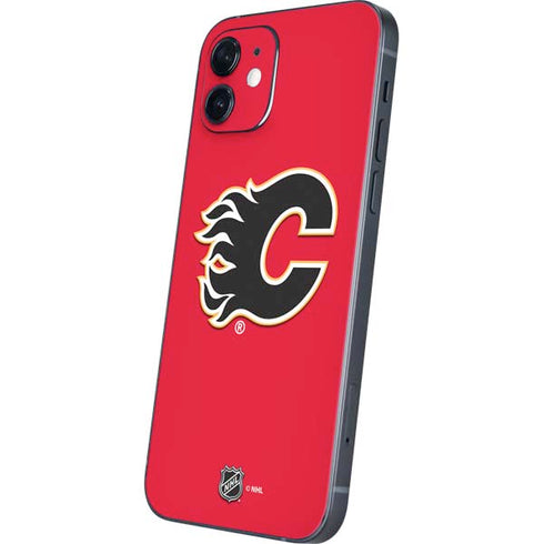 NHL Calgary Flames Solid Background iPhone 12 Mini Skin
