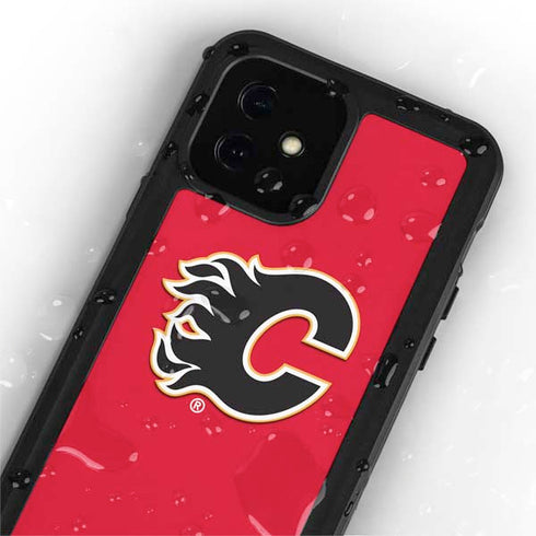 NHL Calgary Flames Solid Background iPhone 12 Waterproof Case