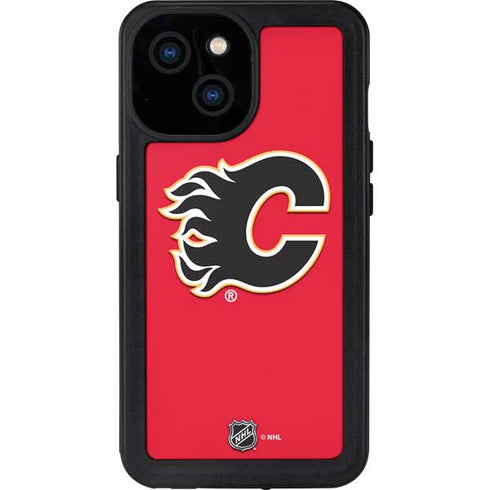 NHL Calgary Flames Solid Background iPhone 13 Mini Waterproof Case