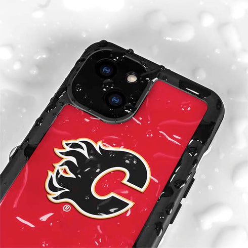 NHL Calgary Flames Solid Background iPhone 13 Mini Waterproof Case