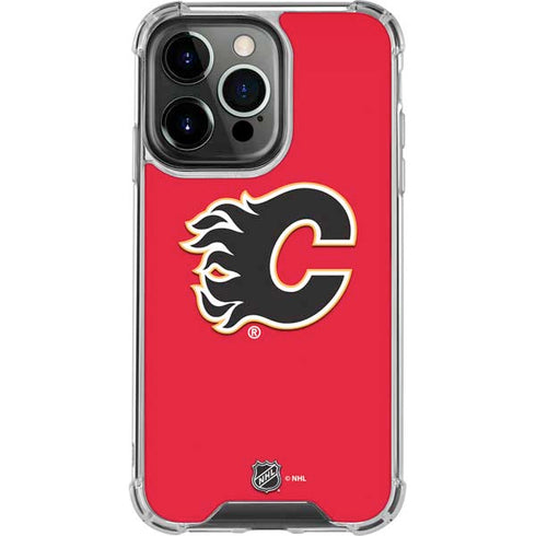 NHL Calgary Flames Solid Background iPhone 13 Pro Clear Case
