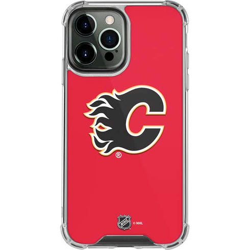 NHL Calgary Flames Solid Background iPhone 13 Pro Max Clear Case