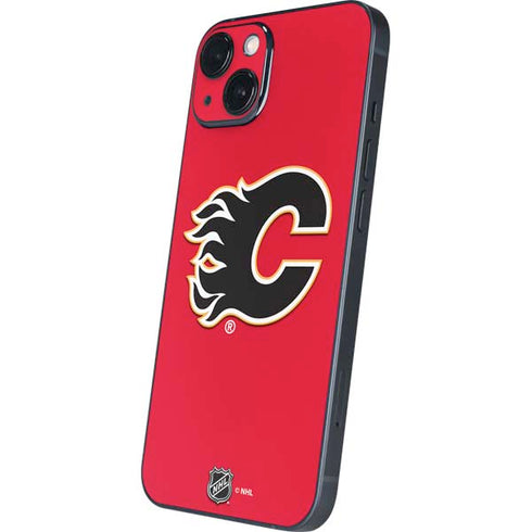 NHL Calgary Flames Solid Background iPhone 15 Plus Skin