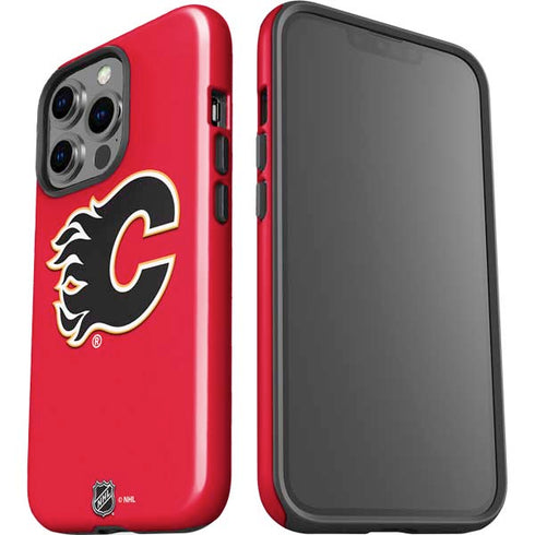NHL Calgary Flames Solid Background iPhone 14 Pro Impact Case