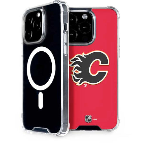 NHL Calgary Flames Solid Background iPhone 15 Pro MagSafe Case