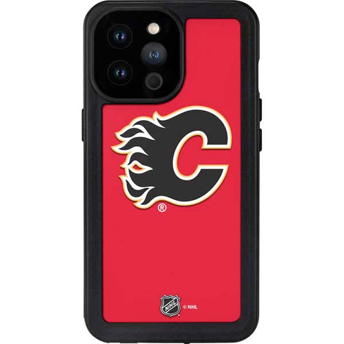 NHL Calgary Flames Solid Background iPhone 14 Pro Max Waterproof Case