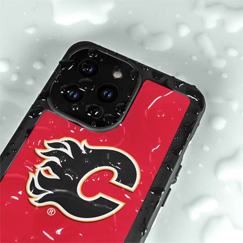 NHL Calgary Flames Solid Background iPhone 14 Pro Max Waterproof Case