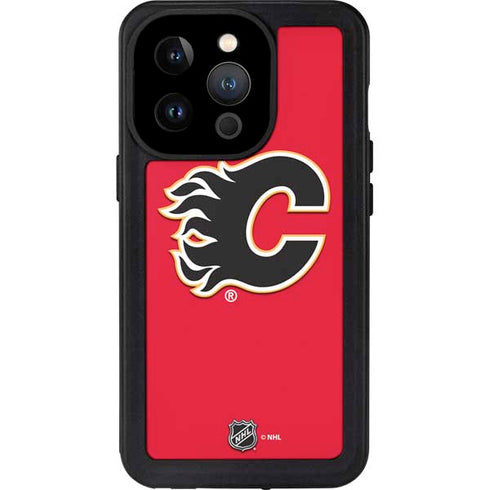 NHL Calgary Flames Solid Background iPhone 14 Pro Waterproof Case