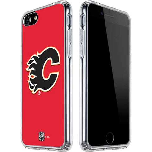 NHL Calgary Flames Solid Background iPhone SE (2nd & 3rd Gen) Clear Case