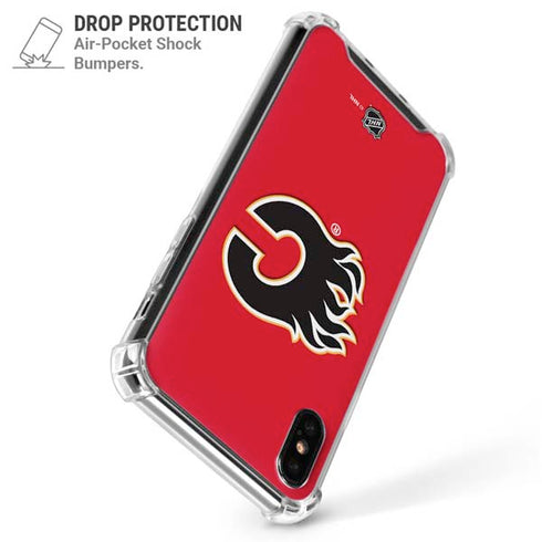 NHL Calgary Flames Solid Background iPhone XS Max Clear Case