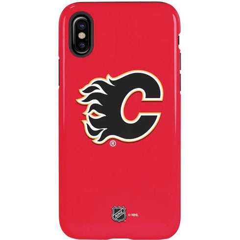 NHL Calgary Flames Solid Background iPhone XS Pro Case
