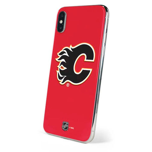 NHL Calgary Flames Solid Background iPhone XS Skin