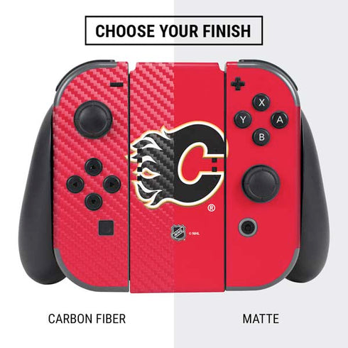 NHL Calgary Flames Solid Background Nintendo Switch Bundle Skin